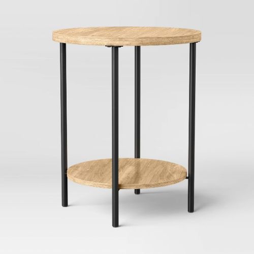 Wood and Metal Small Round Side Table - Room Essentials™