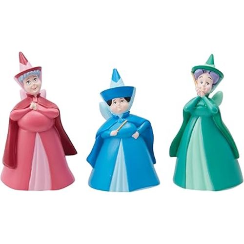 Enesco Disney Showcase Sleeping Beauty Fairy Godmothers Flora Fauna and Merryweather Miniature Figurine Set, 2.46 Inch, Multicolor