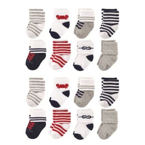Luvable Friends Baby Cotton Rich Terry Socks 16-Pack, Nautical, 6-12 Months