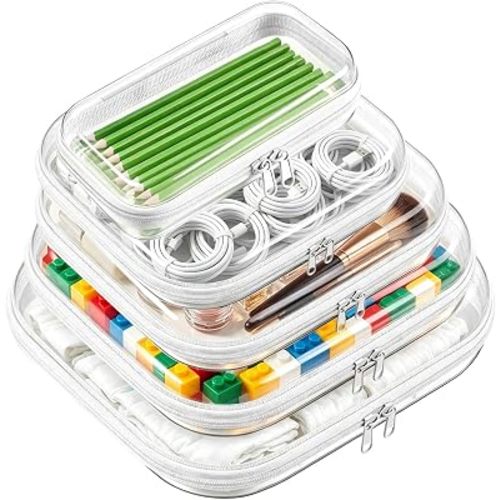 5 pcs Hard Shell Zipper Case, CLear Diaper Bag, Clear Zipper Pouches