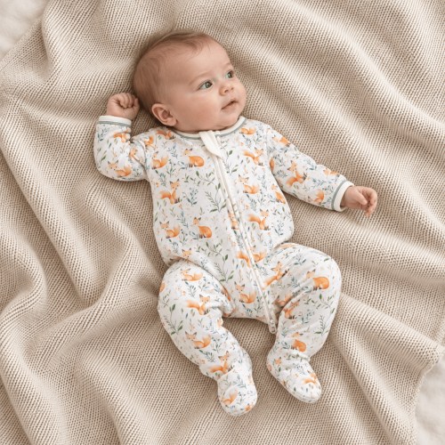 Pima Cotton Baby Clothing - Fox Tales Zip Footie - Unisex – Magnolia Baby