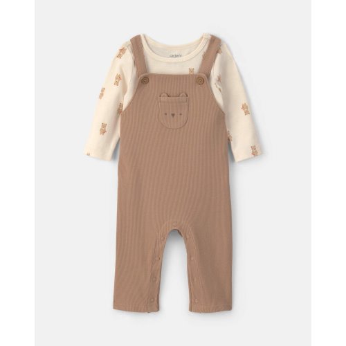 Baby 2-Piece Bear Long-Sleeve Overall Set - Brown | Carter's