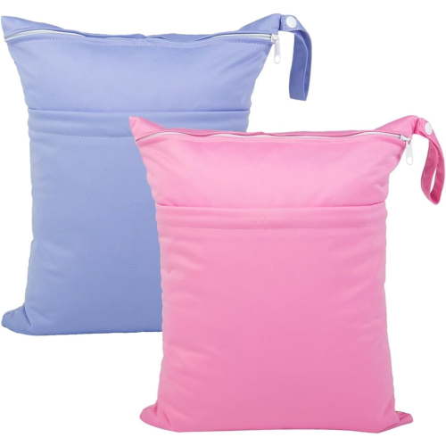 BTEPSGA Wet Dry Bags 2 Pack , Waterproof Reusable with Two Zippered Pockets Travel Beach Pool Soiled Yoga Gym Bag for Swimsuits or Wet Clothes