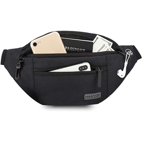 MAXTOP Large Crossbody Fanny Pack Belt Bag with 4-Zipper Pockets,Gifts for Enjoy Sports Festival Workout Traveling Running Casual Hands-Free Wallets Waist Pack Phone Bag Carrying All Phones