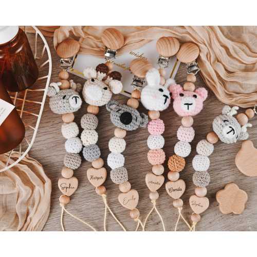 Personalized Pacifier Clip With Engraved Baby Name,Custom Soother Holder,Baby Shower Gift Set,Cute Pacifier Chain,Newborn Birth Keepsake