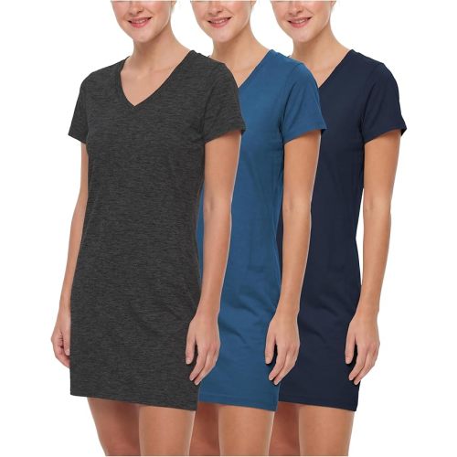 Sexy Basics Women's 100% Cotton Soft Sleep Shirt | Nightwear V-Neck Top | Multi Packs & Colors