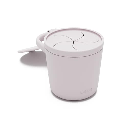 Lalo Silicone Snack Cup, Mess-Free Silicone Snack Cups for Toddlers | Baby Snack Containers, Detachable Lid, Fits Most Stroller and Car Seat Cup Holders, BPA-Free, Dishwasher Safe, Lavender