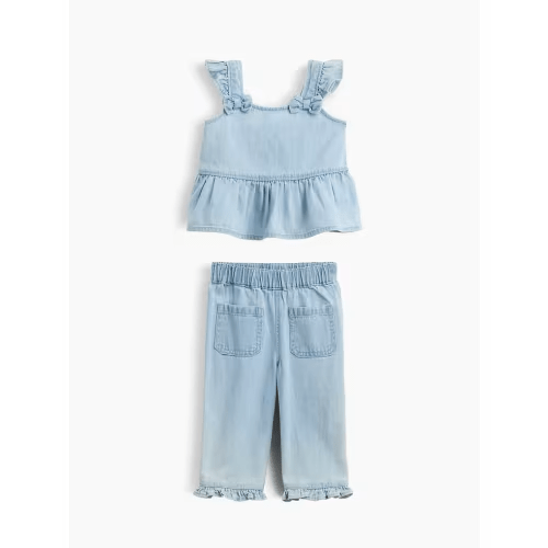 Baby Denim Ruffle Set size 6-12 mo