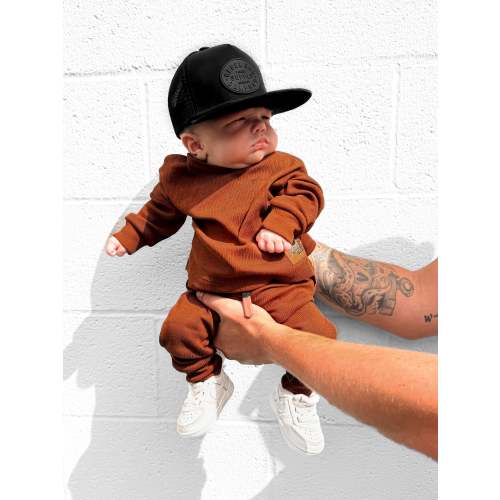 Organic Ribbed Set in Rust