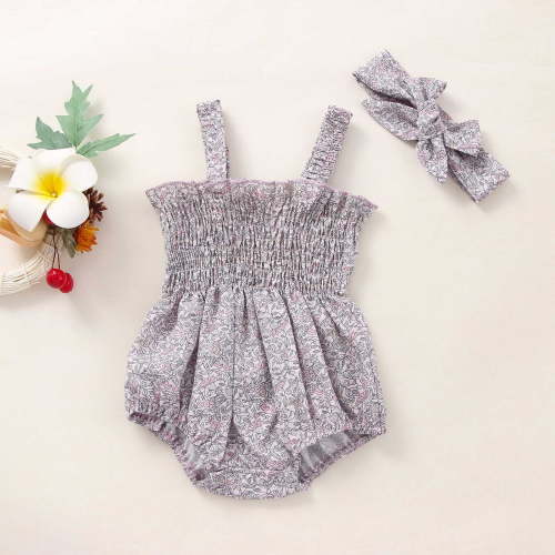 MJTBGFSWG Cute Clothes for Girls 10-12 Baby Girls Romper Suspender Bodysuit Romper Sleeveless Floral Prints Romper Color Ha Clothes Bow Headwear Size 18-24 Months