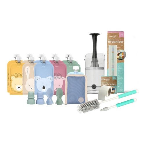 BUNDLE SALE Reusable Baby Food Pouches, Yoghurt Pouches - Bundle Kit - Cerulean & Sage