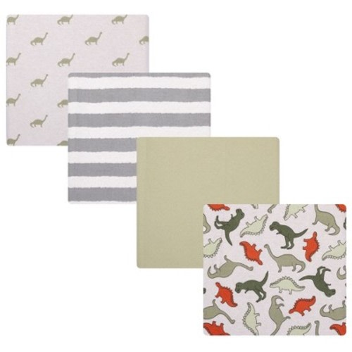 Hudson Baby Cotton Flannel Receiving Blankets 4-Pack, Multi Color Dino , One Size