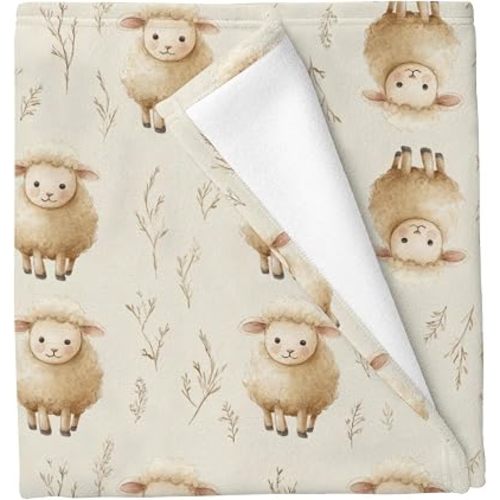Cute Sheep Boho Floral Baby Blankets for Boys Girls Vintage Lamb Wildflowers Crib Blanket for Infant Toddler Newborn Farm Animals Soft Lightweight Nursery 30x40in