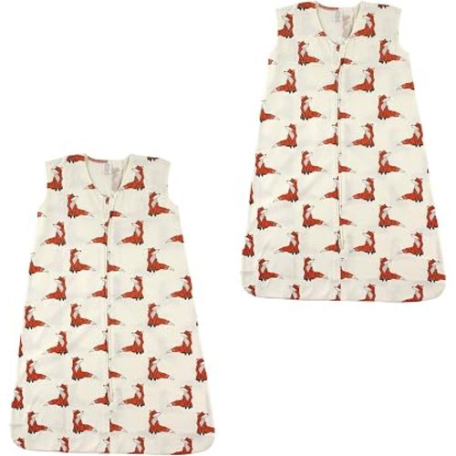 Touched by Nature Baby Organic Cotton Sleeveless Wearable Sleeping Bag, Sack, Blanket, Boho Fox 2-Pack, 12-18 Months