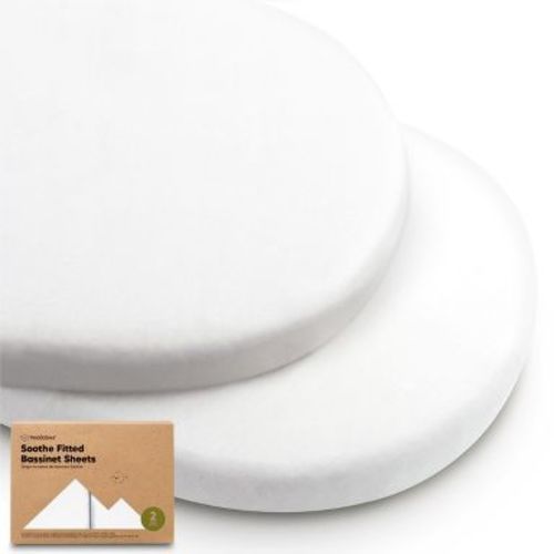 KeaBabies Organic Bassinet Sheet for Baby Girls, Boys, 2-Pack Soothe Bassinet Fitted Sheets, Bedside Bassinet Mattress Sheet (Soft White)