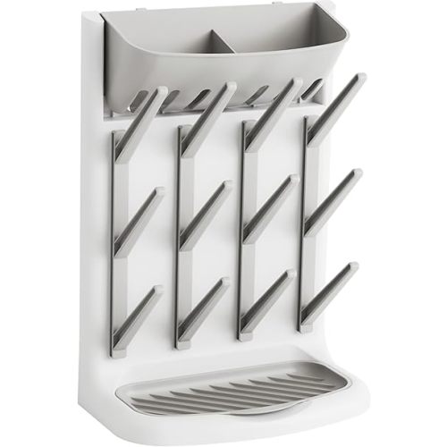 Yieach Vertical Baby Bottle Drying Rack,Space Saving Bottle Rack Dryer for Kitchen Countertop,Stand Large Baby Bottle Rack,Bottle Rack Holder for Baby Accessories,Breast Pump,Pacifiers Organizer,Grey