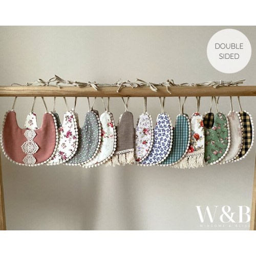 2 CUSTOM BOHO BIBS  Reversible Unisex Baby Bibs With Lace Tie - Etsy