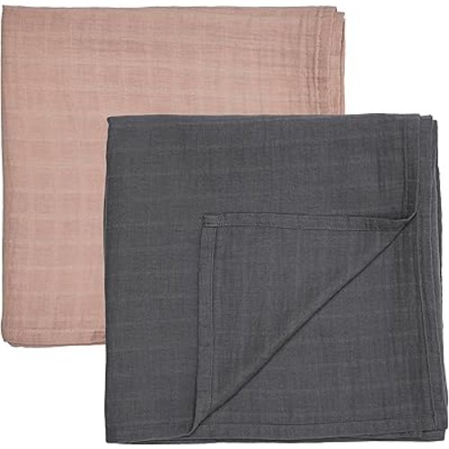 Swaddle - 100% Organic Cotton - Muslin Swaddle Blankets for Newborn, 47" x 47" 2-Pack (Blush/Soft Grey)