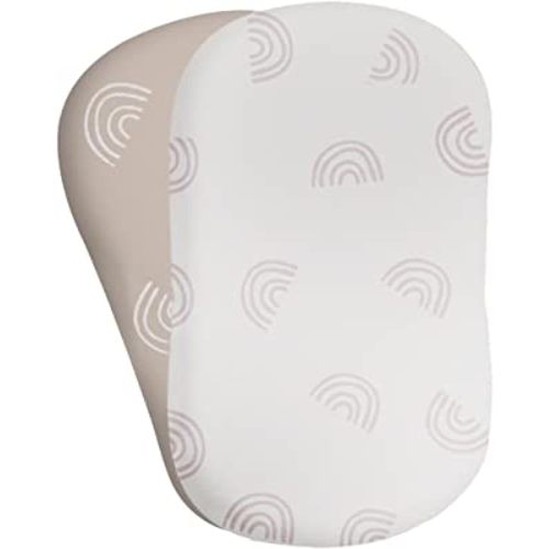 Bear’s Little Fish 100% Organic Cotton Baby Bassinet Sheets - Soft Fitted Crib Sheets for Hourglass Rectangular Oval Bassinet Mattress Pad Baby Basket Bedside Bassinet Sheets 2-Pack