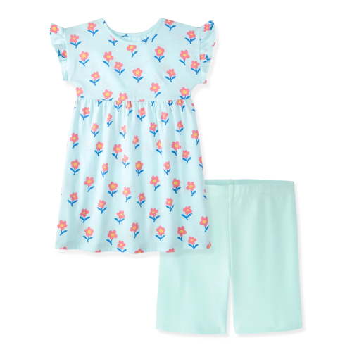Garanimals Newborn, Baby & Toddler Girl Cotton 2-Piece Set, Short-Sleeve Dress & Biker Shorts, Sizes 0-6T