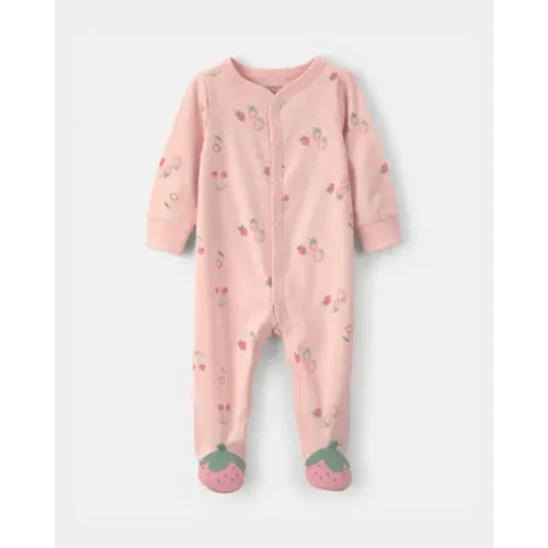 Baby Girl Strawberry 100% Cotton Sleep & Play Pajamas - Pink | Carter's