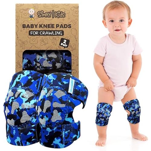 Simply Kids (2nd Gen.) Baby Knee Pads for Crawling (2 Pairs), CPSIA Certified - Comfortable Knee Protector for Toddler, Infant, Girl, Boy, Crawler - Rodilleras para Bebe