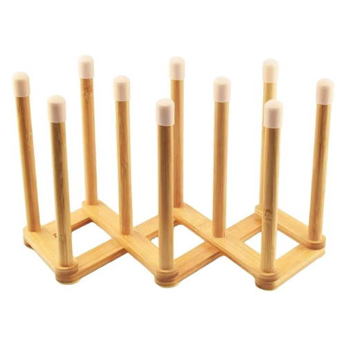 Bamboo Bottle Drying Rack, Retractable Cup & Dish Drainer - Water Bottle, Mug, Bag Holder for Kitchen Countertop