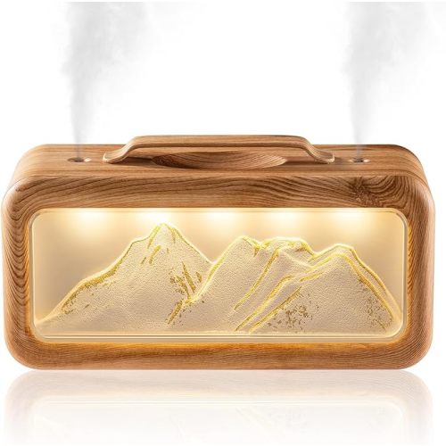 HEEYCEM Humidifiers for Bedroom, 600ml Cool Mist Humidifier with Night Light, 23dB Quiet Operation, Mini Baby Humidifier,for Bedroom, Nursery, Office, Plants(Wood Grain）