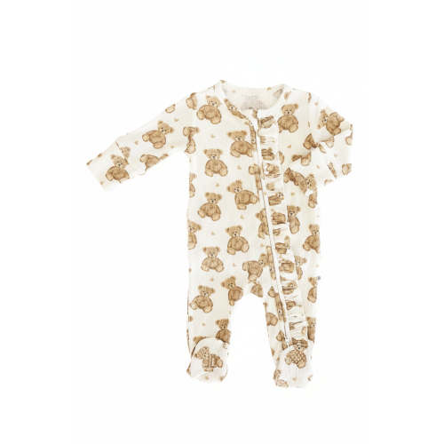 Beary Sweet Bamboo Waffle Zipper Ruffle Footie