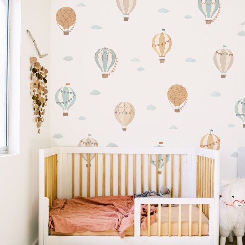 Hot Air Balloon Wall Decals - Nursery Decor, Kids Room Wall Art, Removable and Reusable Wall Stickers