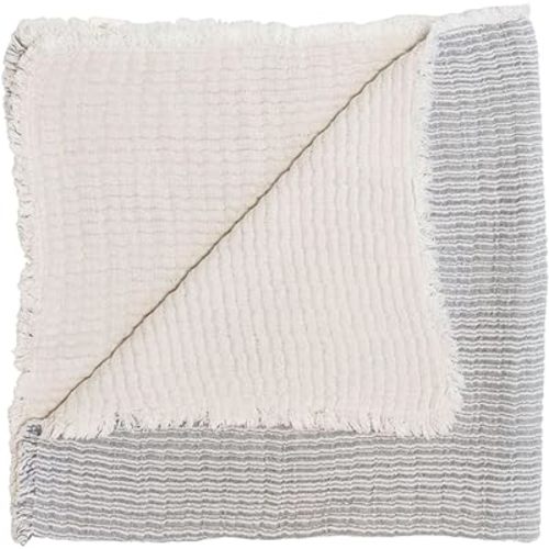 Crane Baby Shoreline Stripe Blanket, Soft Cotton Nursery and Stroller Blanket, 100% Cotton, 36" x 36"