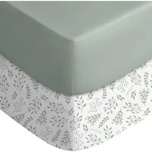 Yoofoss 2-Pack Baby Crib Sheets for Boys Girls 52x28 (Green+Leaf)