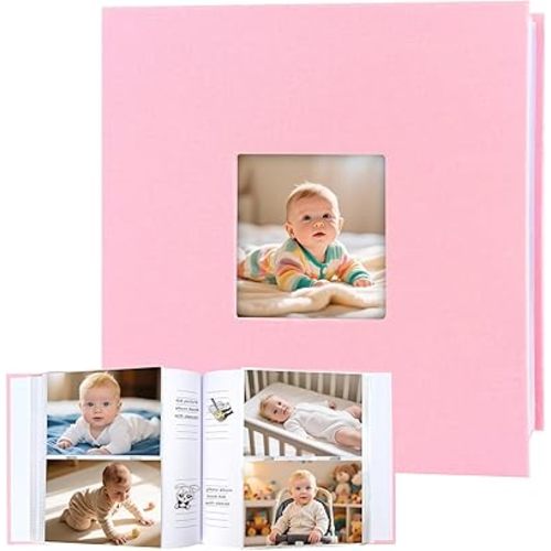 4x6 Photo Album Holds 240 Photos Writing Space, Linen Cover, Pink