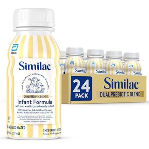 Similac Dual Prebiotic Blend, Baby Formula With Iron, Ready to Feed, 0-12 Months, 8-fl-oz Bottle, Pack of 24