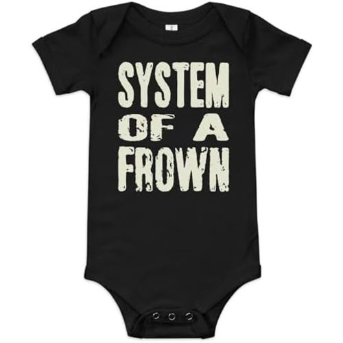 SYSTEM OF A FROWN Baby Onesie, 100% Cotton, Sizes 3-24m, Unisex-Babies, Funny Baby Gift for Heavy Metal Fans