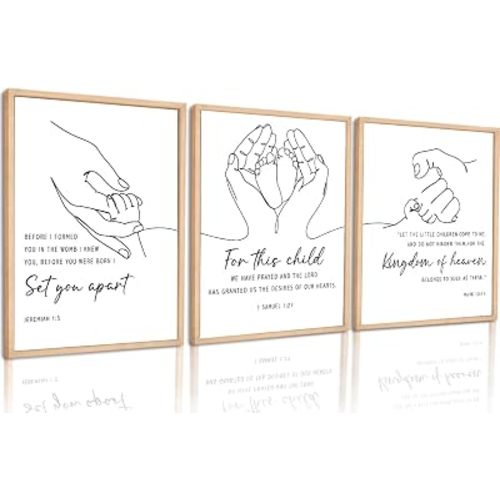 Ybqhd For This Child We Have Prayed Bible Verse Wall Art Set of 3,Unframed