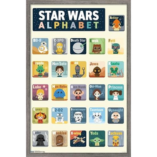 Trends International Star Wars: Saga - Alphabet Wall Poster, 22.375" x 34", Barnwood Framed Version