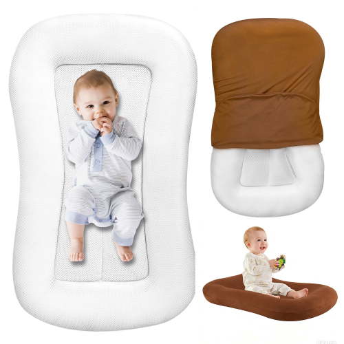 Gofinoday Baby Lounger Pillow for Newborn 0-12 Months, Portable Infant Nest with Removable Cover, Soft & Breathable Lounger for Baby Boys and Girls