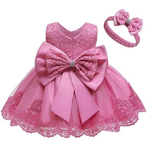 0-6T Toddler Baby Girl Embroidered Tutu Ball Gown Lace Dresses with Headwear