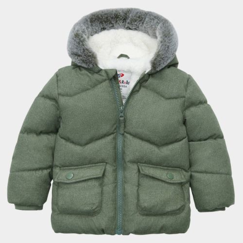 Rokka&Rolla Toddler Boys' Puffer Coat Hooded Winter Jacket-Pine Green, size 12-18 Months