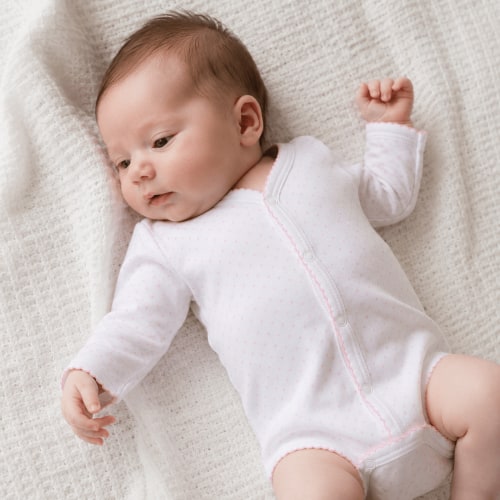 Mini Dots Front Snap Long Sleeve Bodysuit - Pink