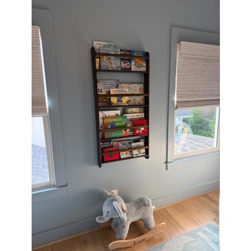 Handmade Pine Wood Kids Bookshelf, Wall Mounted Montessori Book Rack
