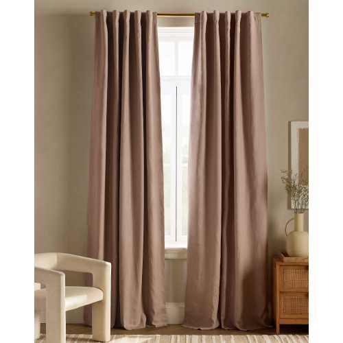 European Linen Room Darkening Curtain in Rose Quartz
