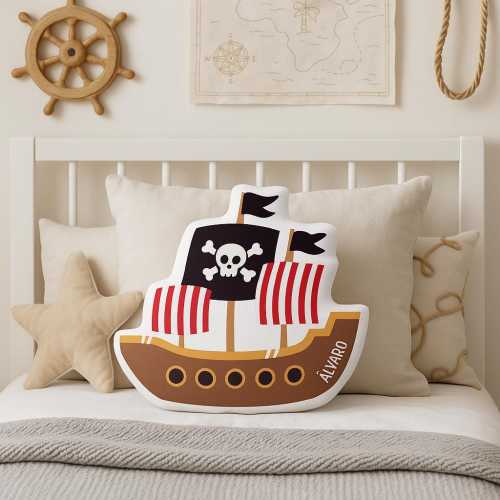 Personalized Pirate Ship Pillow: Custom Nursery Decor, Boy Bedding