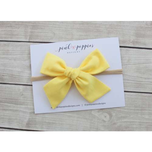 Buttercup Cotton Hair Bow, Yellow Baby Headband, Yellow Hair Clip, Spring Bow Headband, Nylon Baby Headband, Light Yellow Hair Bow