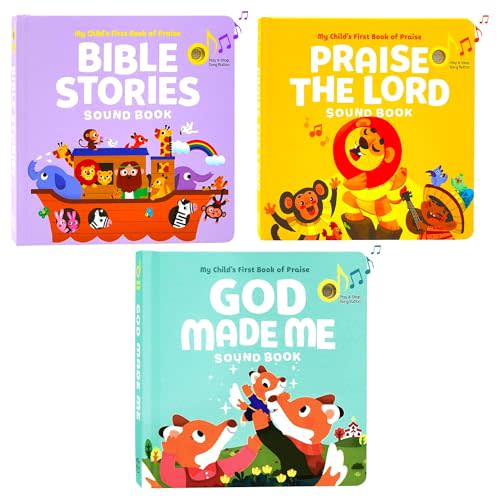 Hello 2 Kids Bible Stories, God Made Me and Praise The Lord - Bundle of 3 Books - Christian Sound Books for Toddlers 1-3 | Six Bible Songs & Illustrations in Each Book - Baptism Gifts for Toddlers