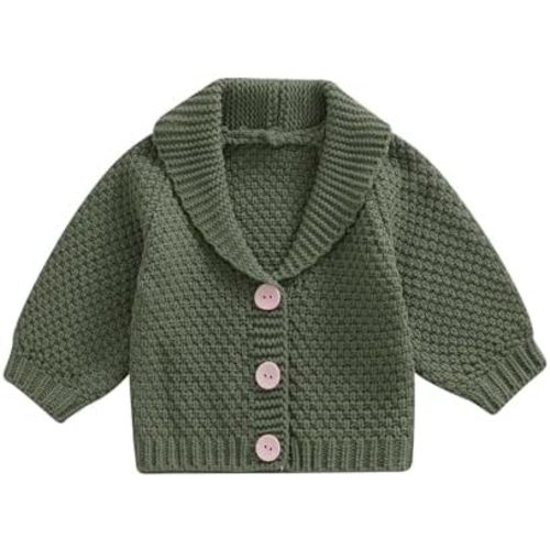 Infant Baby Boys Cardigan Crochet Sweater Lapel V-Neck Button Up Toddler Chunky Knit Jacket Coat Outwear