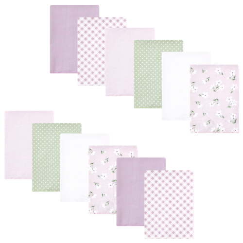 Luvable Friends Hudson Baby Flannel Burp Cloths 12pk, Purple Floral
