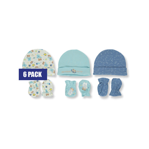 Cribmates Baby Boys' 6-Piece Caps & Mittens Set