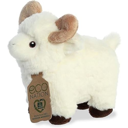 Aurora® Responsibly Made Eco Nation™ Ram Stuffed Animal - Ideal for Playtime Adventures - Perfect for Birthdays or Just Because - White 8 Inches